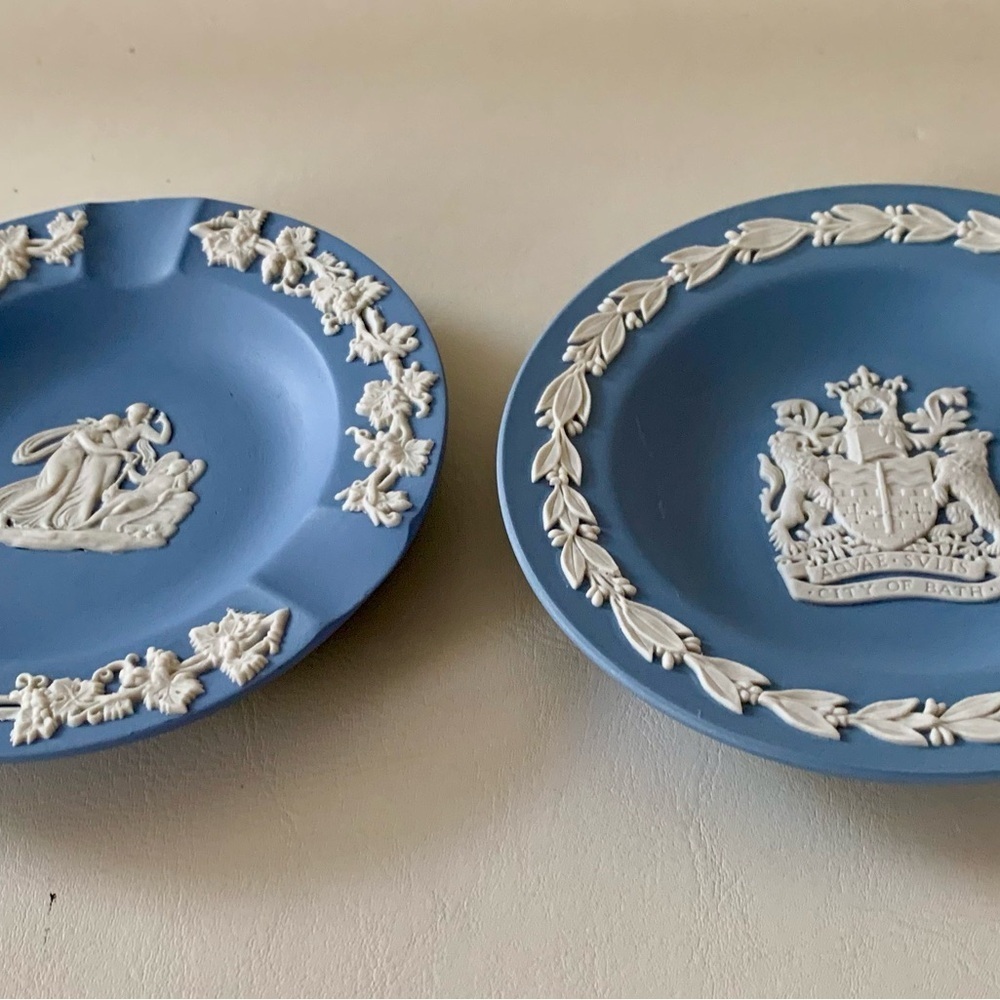 Vintage Wedgwood Jasper ware Blue Tray And Ashtray